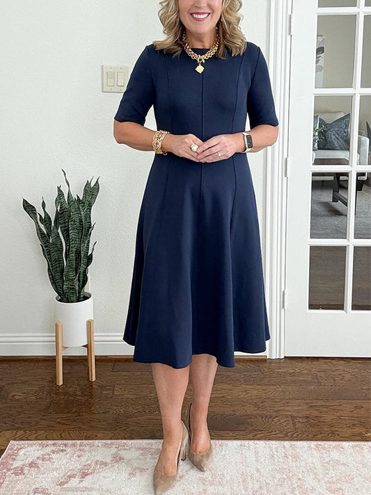 NUEVO🔥 vestido elegante de escote redondo a rayas verticales