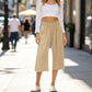 👖 50% de descuento💫en pantalones capri de cintura alta de lino de cintura ancha y de talle alto