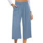 👖 50% de descuento💫en pantalones capri de cintura alta de lino de cintura ancha y de talle alto