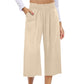 👖 50% de descuento💫en pantalones capri de cintura alta de lino de cintura ancha y de talle alto