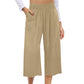 👖 50% de descuento💫en pantalones capri de cintura alta de lino de cintura ancha y de talle alto