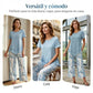 💙Conjunto informal de túnica en capas de escote redondo y pantalones de pierna ancha