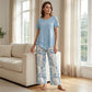 💙Conjunto informal de túnica en capas de escote redondo y pantalones de pierna ancha