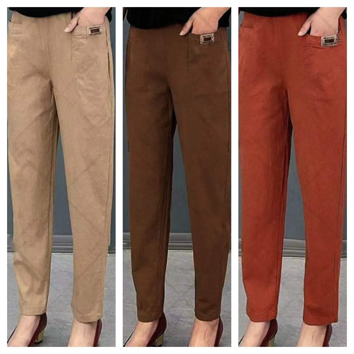 Pantalones Harem de algodón cómodos con cintura elástica para mujer benefiyou