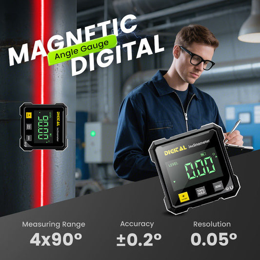 📐 ¡AHORA CON UN 50 % DE DESCUENTO!🔥 Medidor de ángulos digital magnético de 4 lados: precisión láser y uso en múltiples superficies, perfecto para carpintería y construcción ✨