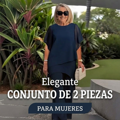 Encantador conjunto de camiseta irregular y pantalones de pierna ancha