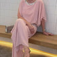 Elegante conjunto de dos piezas Colorblock con lentejuelas