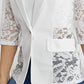 Blazer elegante de encaje transparente para mujer