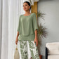 💃✨Conjunto de dos piezas para mujer: Pantalón estampado & top con escote redondo.