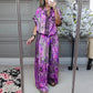 💕Conjunto de 2 piezas de top estampado y pantalones de pierna ancha para mujer（副本）