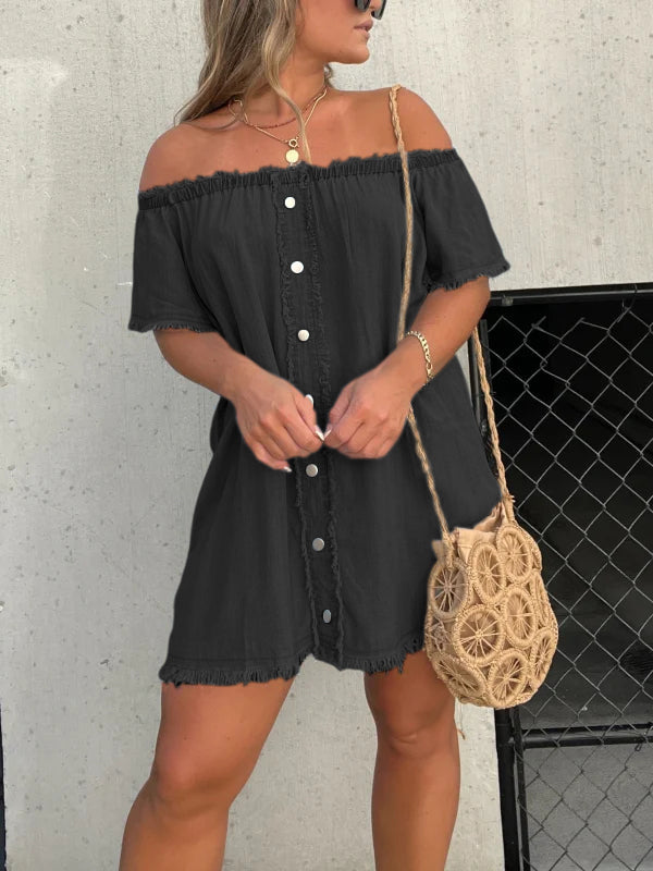 🔥BUY 2 GET 10% OFF💝Short Sleeve Casual Denim Dress benefiyou