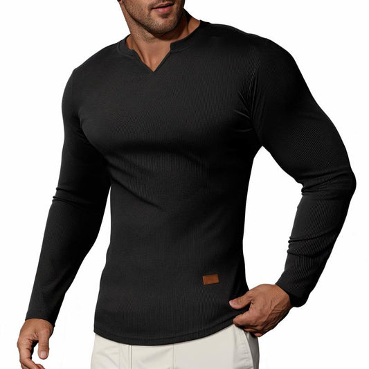 💗PROMOCIÓN DEL ÚLTIMO DÍA - 54% DE DESCUENTO Cuello en V Longline Canalé Camisetas Manga Larga Gimnasio Entrenamiento Atlético Ropa de Hombre Tops