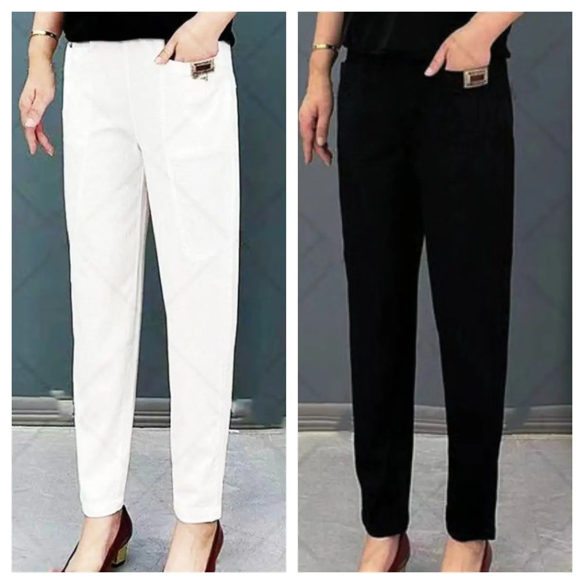 Pantalones Harem de algodón cómodos con cintura elástica para mujer benefiyou