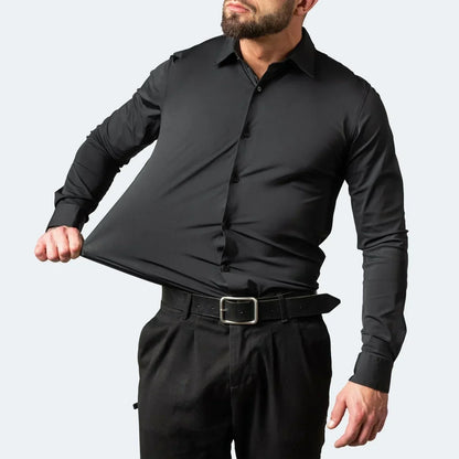 Camisas elásticas de vestir para hombre de manga corta
