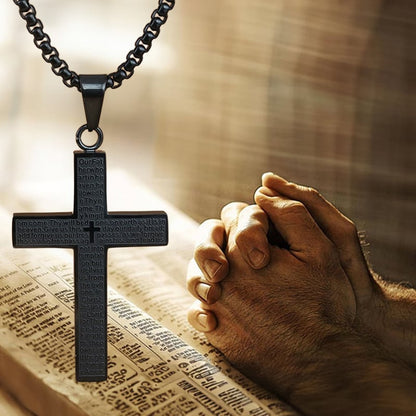 Collar de Cruz con Padre Nuestro Grabado en Acero de Titanio (Compra 1 y Llévate 1 Gratis)