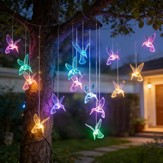 Lámpara Móvil Solar de Viento con Luces LED Multicolor para Jardín y Exteriores