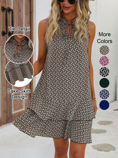 💃 Vestido con Estampado Geométrico y Moño para Mujer – Elegante, Moderno y con Estilo Effortless ✨👗