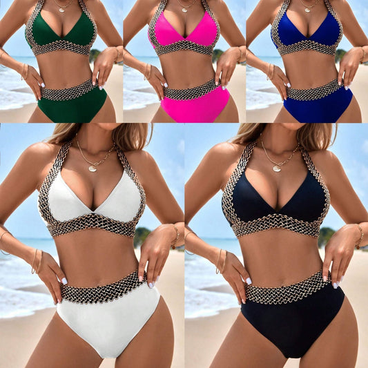 VENTA DE ÚLTIMO DÍA 50% OFF🔥 Sexy V-Neck Wave Pattern Traje de baño de las mujeres de vacaciones