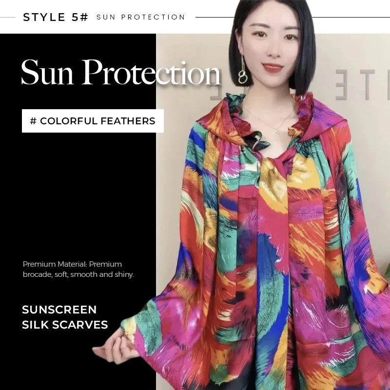 Chal protector solar con capucha y cuello de hoja de loto benefiyou