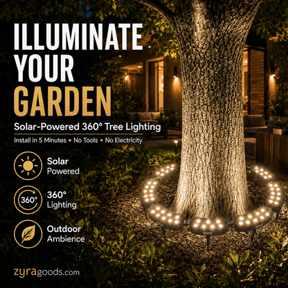 🌳💡 Luz LED Anular para Árboles – Iluminación Exterior Resistente al Agua, Ideal para Árboles, Columnas y Jardines