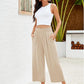 👖 50% de descuento💫en pantalones capri de cintura alta de lino de cintura ancha y de talle alto