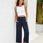 👖 50% de descuento💫en pantalones capri de cintura alta de lino de cintura ancha y de talle alto