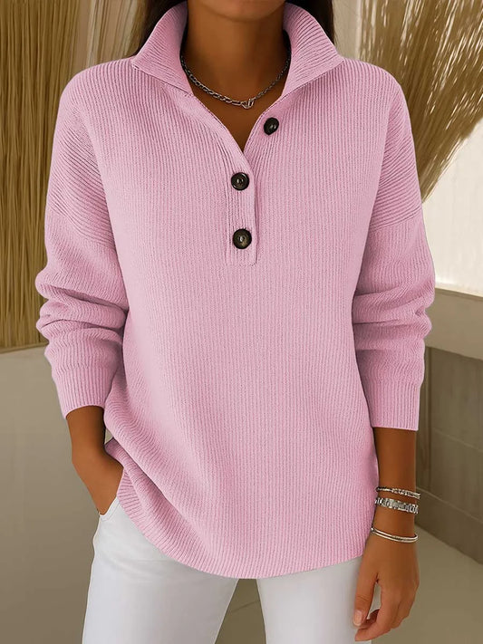 Mujer Color Sólido Cuello Alto Manga Larga Casual Punto Suelto Pullover