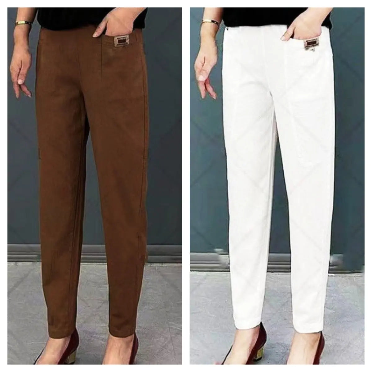 Pantalones Harem de algodón cómodos con cintura elástica para mujer benefiyou
