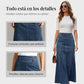 Falda Maxi vaquera de cintura alta y línea A para mujer