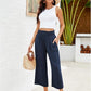 👖 50% de descuento💫en pantalones capri de cintura alta de lino de cintura ancha y de talle alto