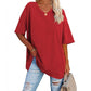👕 ¡TIEMPO LIMITADO 50% DE DESCUENTO! 💥 Camiseta informal holgada de escote en pico – Suave, transpirable y con dobladillo ✨ fluido