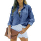 👗 LIMITED-TIME 50% OFF! ✨ Imily Bela Chambray Shacket – Boyfriend Fit, Long Sleeve, Casual Denim Style
