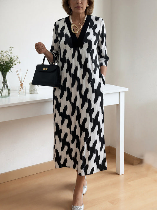 🌸¡Rebajas de principios de primavera 49% DE DESCUENTO! 🔥 Vestido Maxi Casual Chic – Escote en V, mangas medias, perfecto para todos los días ✨
