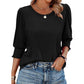 🌞Venta caliente de verano 49% OFF - Blusas de manga 3/4 casuales elegantes para mujer con puños fruncidos