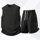 Set de camiseta de tirantes y pantalones cortos deportivos casuales para hombre