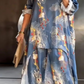 Set de túnica y pantalones asimétricos con estampado floral de mujer