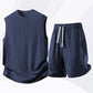Set de camiseta de tirantes y pantalones cortos deportivos casuales para hombre