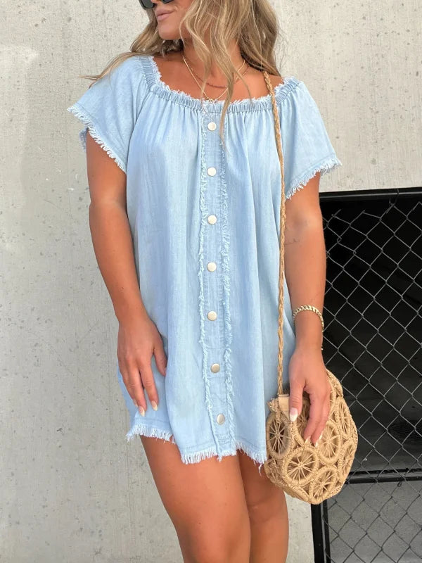 🔥BUY 2 GET 10% OFF💝Short Sleeve Casual Denim Dress benefiyou