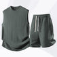 Set de camiseta de tirantes y pantalones cortos deportivos casuales para hombre