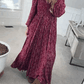 💃Vestido largo de flores de rayón con cintura forrada y cintura smock para mujer