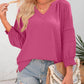 💥Oferta especial del último día, 40% de descuento👚Camisetas casuales de escote en V de manga linterna 3/4 de mujer Blusa plisada, holgada y hueca