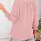 💥Oferta especial del último día, 40% de descuento👚Camisetas casuales de escote en V de manga linterna 3/4 de mujer Blusa plisada, holgada y hueca