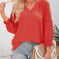 💥Oferta especial del último día, 40% de descuento👚Camisetas casuales de escote en V de manga linterna 3/4 de mujer Blusa plisada, holgada y hueca