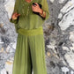 【Top + Pantalones】Elegante conjunto de dos piezas de pantalón ancho de gasa🔥Compre 2 envío gratis🔥 benefiyou