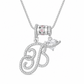 Collar con Dije de Inicial Cursiva y Corazón con Circonias Cúbicas