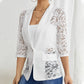 Blazer elegante de encaje transparente para mujer