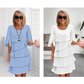 Elegante vestido laminado con mangas con volantes para mujer