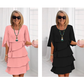 Elegante vestido laminado con mangas con volantes para mujer