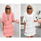Elegante vestido laminado con mangas con volantes para mujer