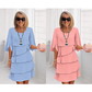 Elegante vestido laminado con mangas con volantes para mujer